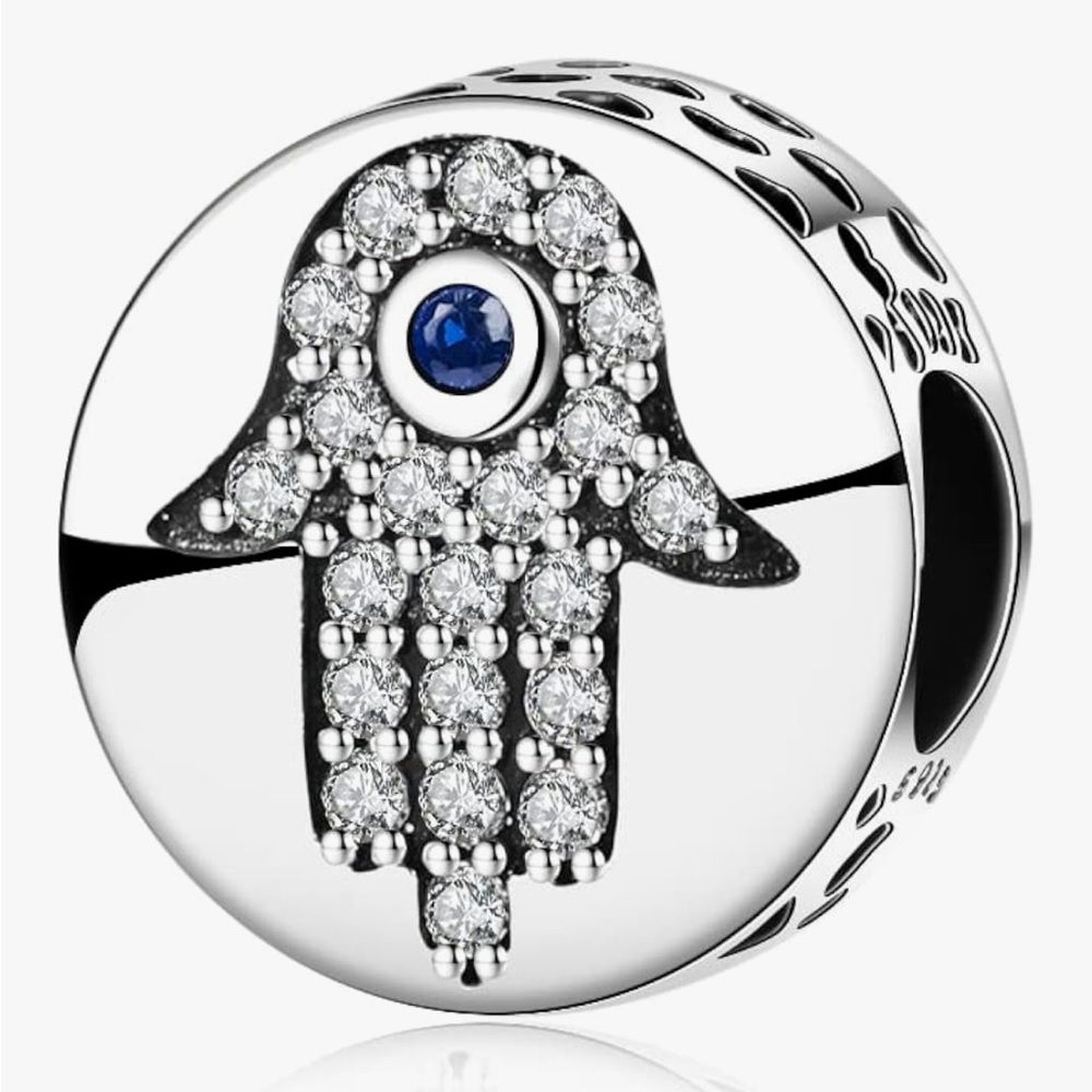 925 Hamsa Evil Eye Charm Compatible With Most Charm Bracelets-NEW